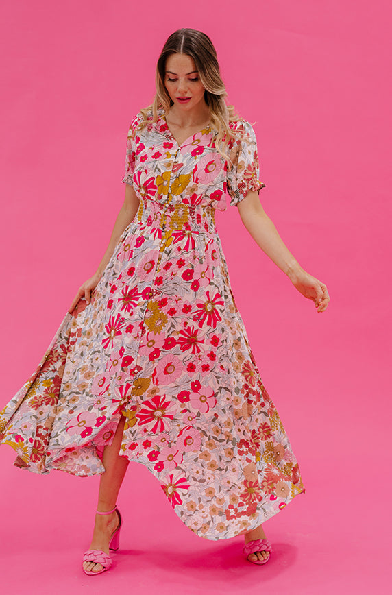 Verona Multi Pink Floral Dress - DM Exclusive - Nursing Friendly - Maternity Friendly - FINAL SALE