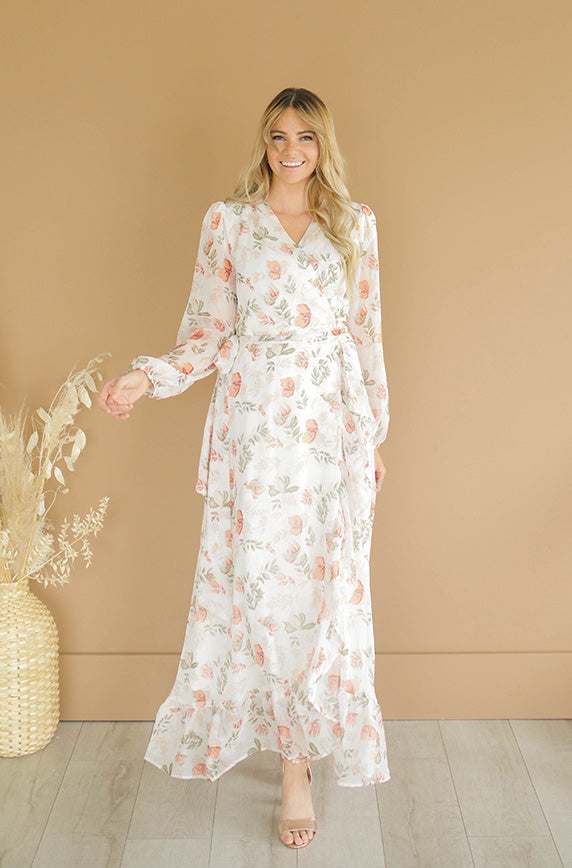 Melanee Créam Floral Wrap Dress - DM Exclusive - Maternity Friendly