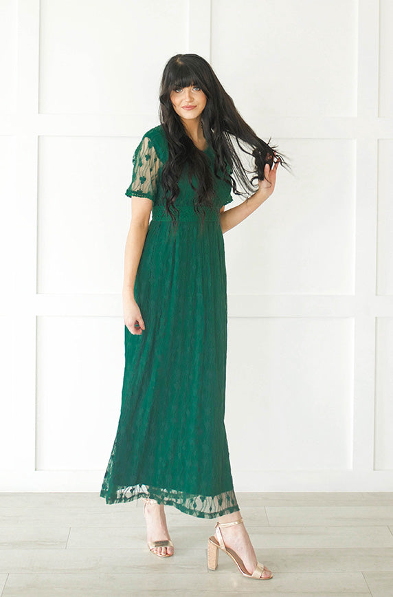Anastasia Emerald Green Lace Maxi - DM Exclusive-FINAL SALE