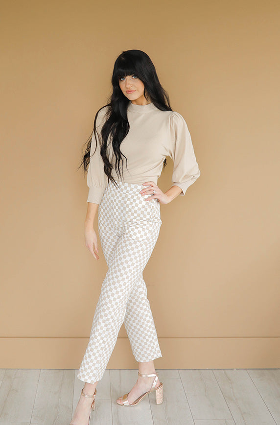 Jo Taupe Checkered Pants - FINAL SALE - FINAL FEW