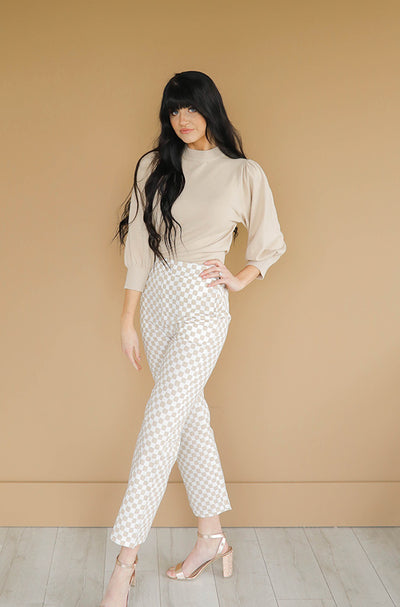 Jo Taupe Checkered Pants - FINAL SALE - FINAL FEW