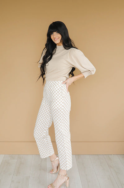 Jo Taupe Checkered Pants - FINAL SALE - FINAL FEW