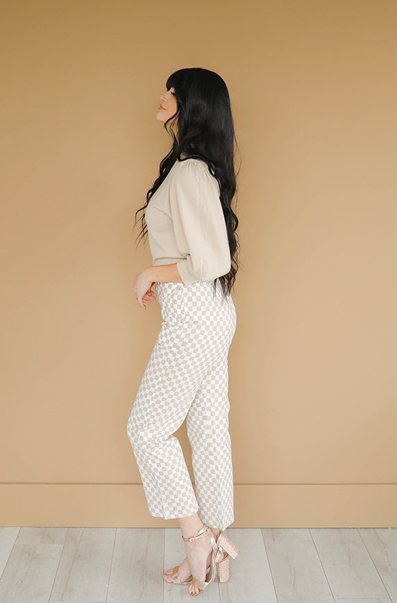 Jo Taupe Checkered Pants - FINAL SALE - FINAL FEW