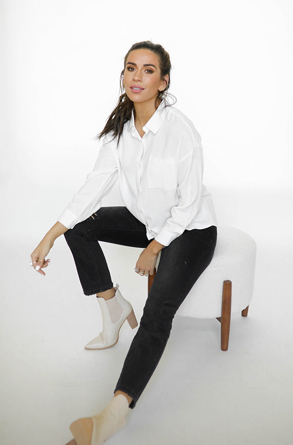 Work All Day White Button-Up-FINAL SALE