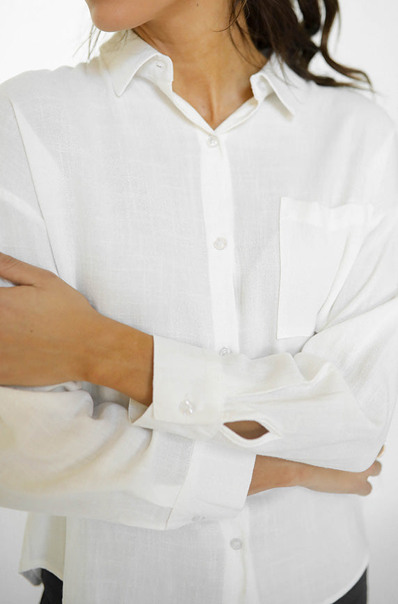 Work All Day White Button-Up-FINAL SALE