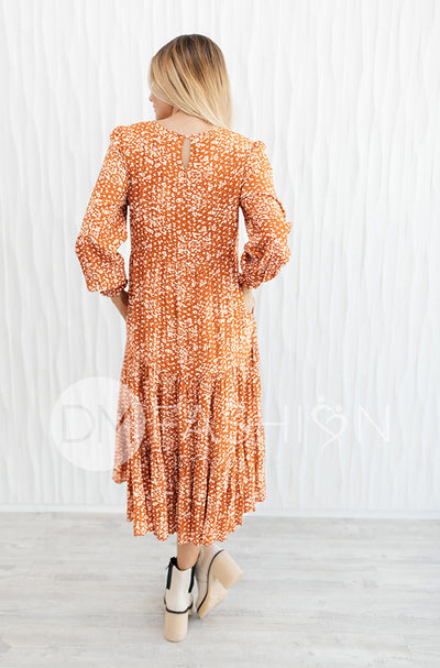 Hanna Rust Floral Dress - DM Exclusive - Maternity Friendly