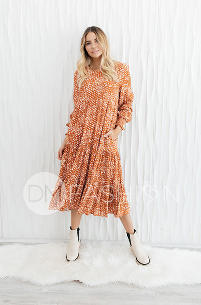 Hanna Rust Floral Dress - DM Exclusive - Maternity Friendly