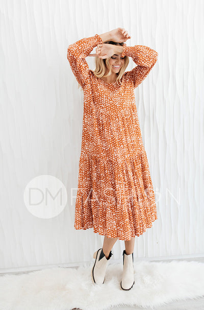 Hanna Rust Floral Dress - DM Exclusive - Maternity Friendly - FINAL SALE - FINAL FEW