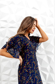 Halie Navy Floral Wrap Dress - DM Exclusive - FINAL FEW