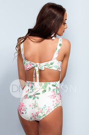 Scoop Neck Back Tie One Piece - Dahlila Rose - DM Fashion