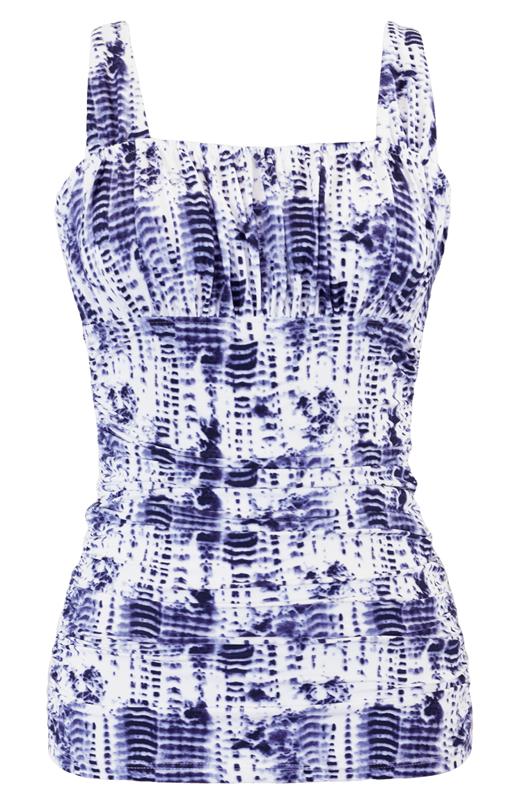Ruched Square Tankini - Navy Tie Dye - FINAL SALE - DM Fashion