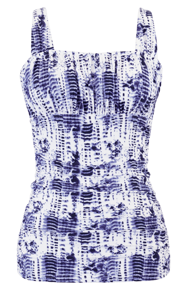 Ruched Square Tankini - Navy Tie Dye - FINAL SALE - DM Fashion
