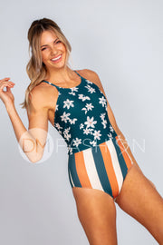 Sailor Back One Piece - Fiji Floral Stripes