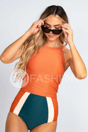 Ribbed Midkini Top - Rust