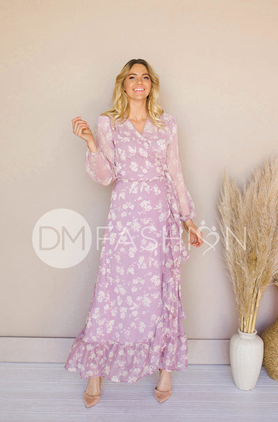 Melanee Orchid Floral Wrap Dress - DM Exclusive - Maternity Friendly - FINAL FEW