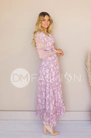 Melanee Orchid Floral Wrap Dress - DM Exclusive