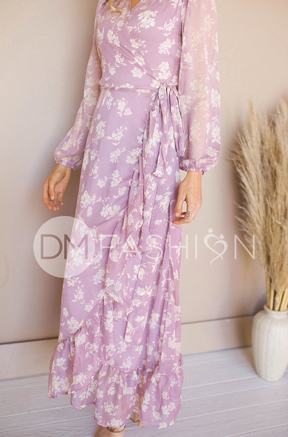 Melanee Orchid Floral Wrap Dress - DM Exclusive