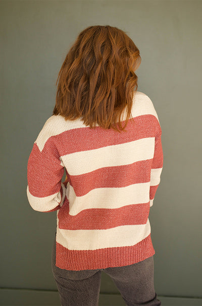 Percy Brick & Oatmeal Button Up Sweater - FINAL SALE - FINAL FEW