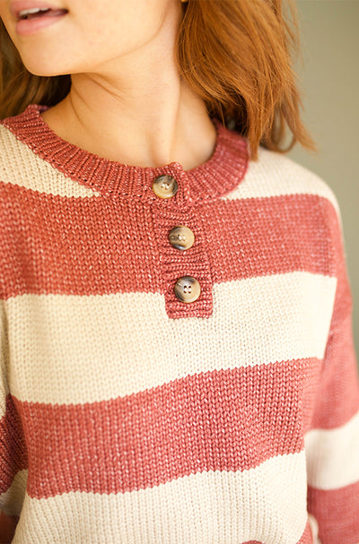 Percy Brick & Oatmeal Button Up Sweater - FINAL SALE - FINAL FEW