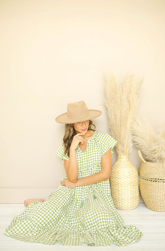 Claire Green and White Gingham Dress - FINAL FEW
