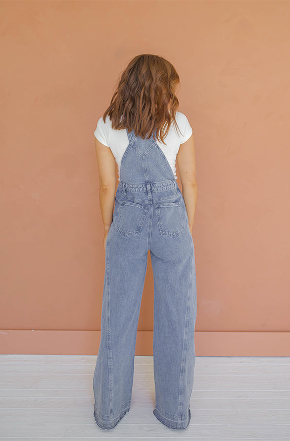 Mama Mia Retro Denim Wide Opening Overalls