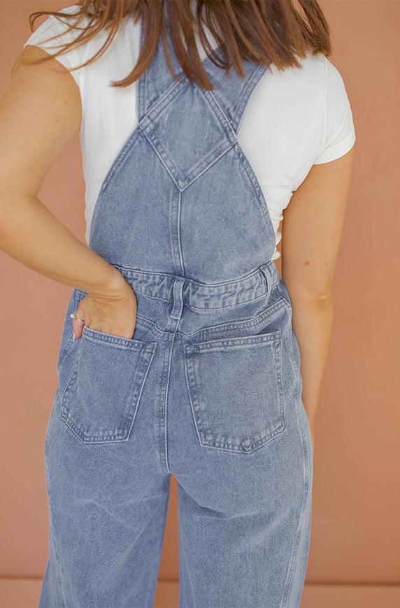 Mama Mia Retro Denim Wide Opening Overalls