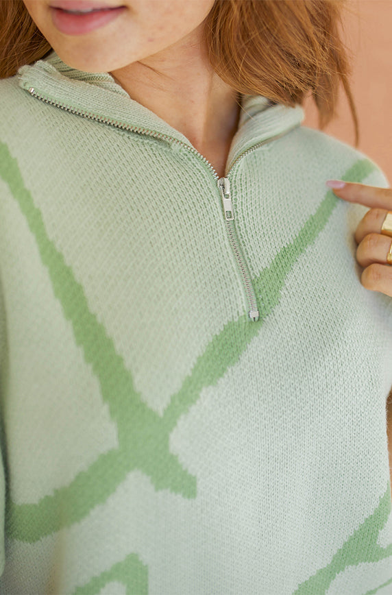 Connor Green Half Zip-Up Sweater - Restocked