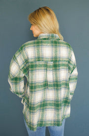 Up Beat Hunter Green Plaid Shacket - FINAL SALE