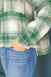 Up Beat Hunter Green Plaid Shacket - FINAL SALE