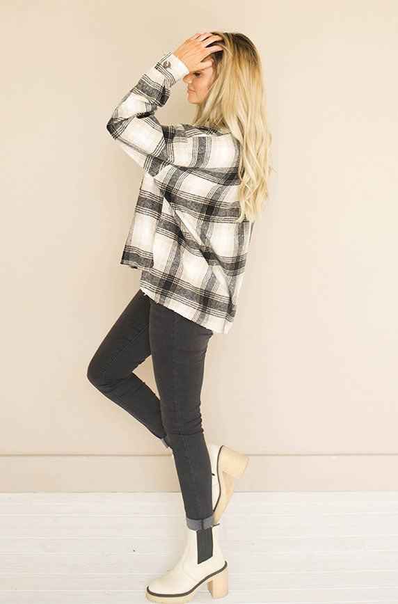 Up Beat Black Plaid Shacket - FINAL SALE