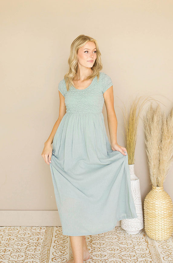 Ivy Babydoll Sage Maxi Dress - FINAL SALE