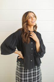 Guinevere Black Button Down-FINAL SALE