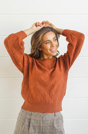Paddington Eyelet Rust Sweater - FINAL FEW