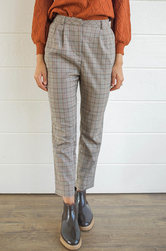 Rokoko Taupe Plaid Pants - FINAL SALE