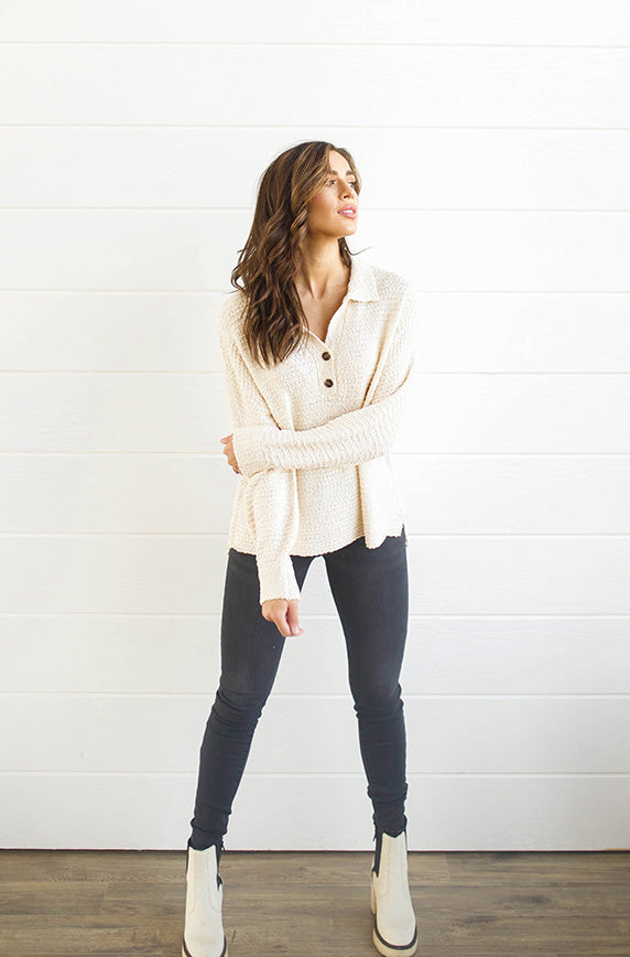 Thinking About You Cream Sweater- FINAL SALE