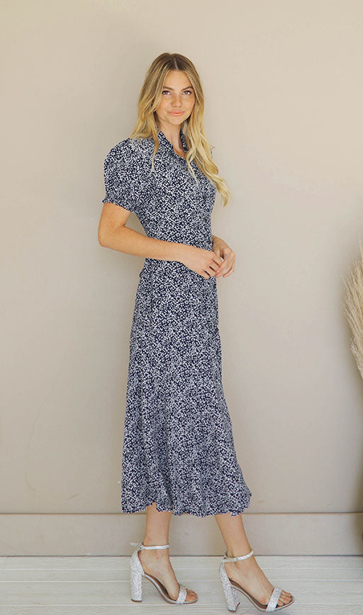 Annie Vintage Blue Floral Dress - FINAL FEW