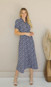 Annie Vintage Blue Floral Dress - FINAL FEW