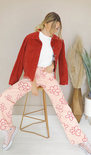 You Make Me Daisy Pink Jeans - Restocked