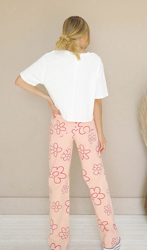 You Make Me Daisy Pink Jeans - Restocked
