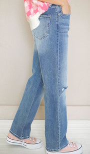 Rita Button Up Straight Wash Jeans - FINAL FEW