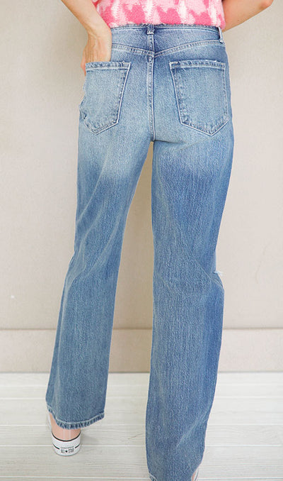 Rita Button Up Straight Wash Jeans - FINAL SALE - FINAL FEW