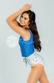 V Back Midkini Top - Cobalt Blue