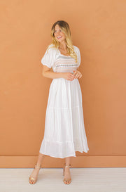 Mimi Ivory Embroidered Dress Maternity Friendly - FINAL SALE
