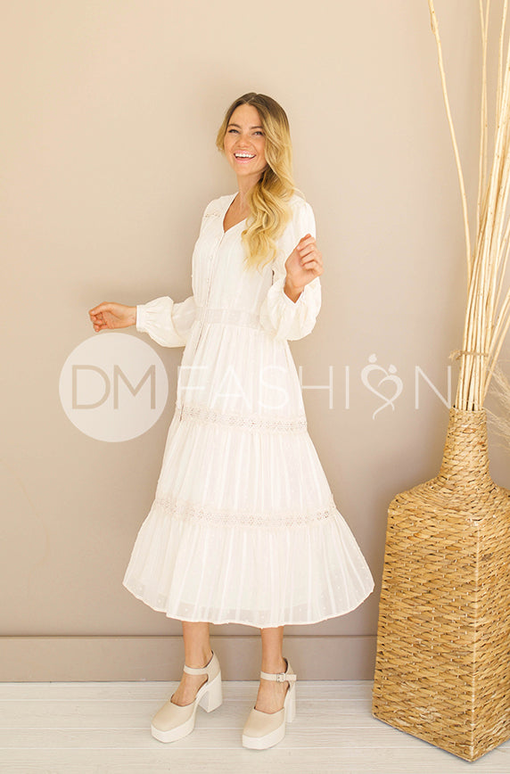 Elsa Ivory Crochet Lace Dress - DM Exclusive - Nursing Friendly-FINAL SALE