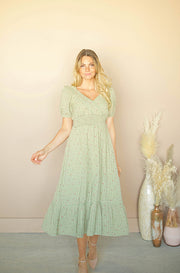 Sophia Green Tea Floral Print Dress - FINAL SALE