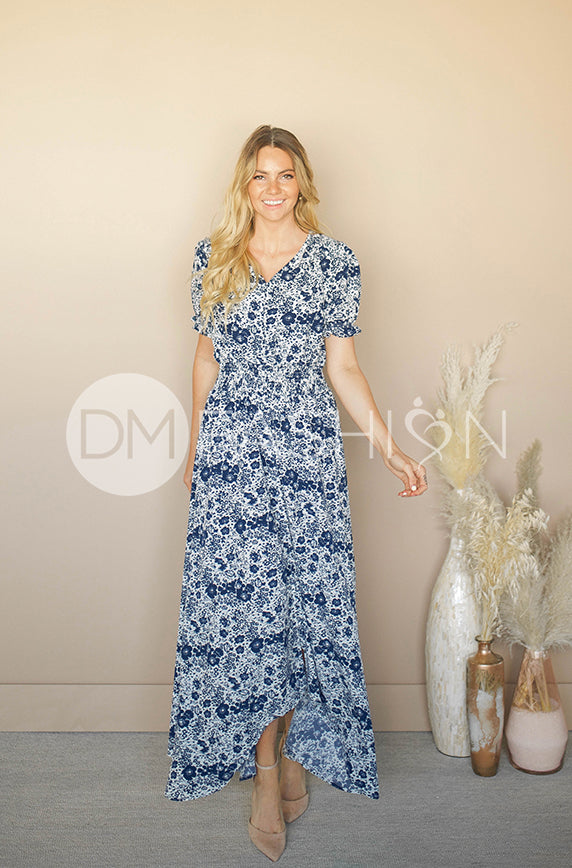 Verona Navy Floral Button Down Maxi - DM Exclusive - Nursing Friendly - Maternity Friendly - FINAL SALE