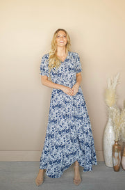 Verona Navy Floral Button Down Maxi - DM Exclusive - Nursing Friendly - Maternity Friendly - FINAL SALE