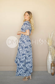 Verona Navy Floral Button Down Maxi - DM Exclusive - Nursing Friendly - Maternity Friendly - FINAL SALE