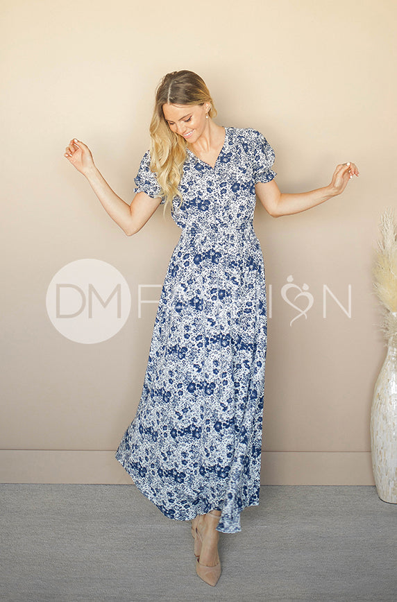 Verona Navy Floral Button Down Maxi - DM Exclusive - Nursing Friendly - Maternity Friendly - FINAL SALE
