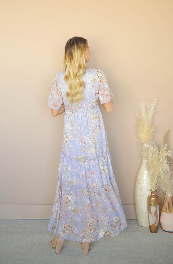Corrine Periwinkle Blue Floral Maxi Dress - FINAL SALE